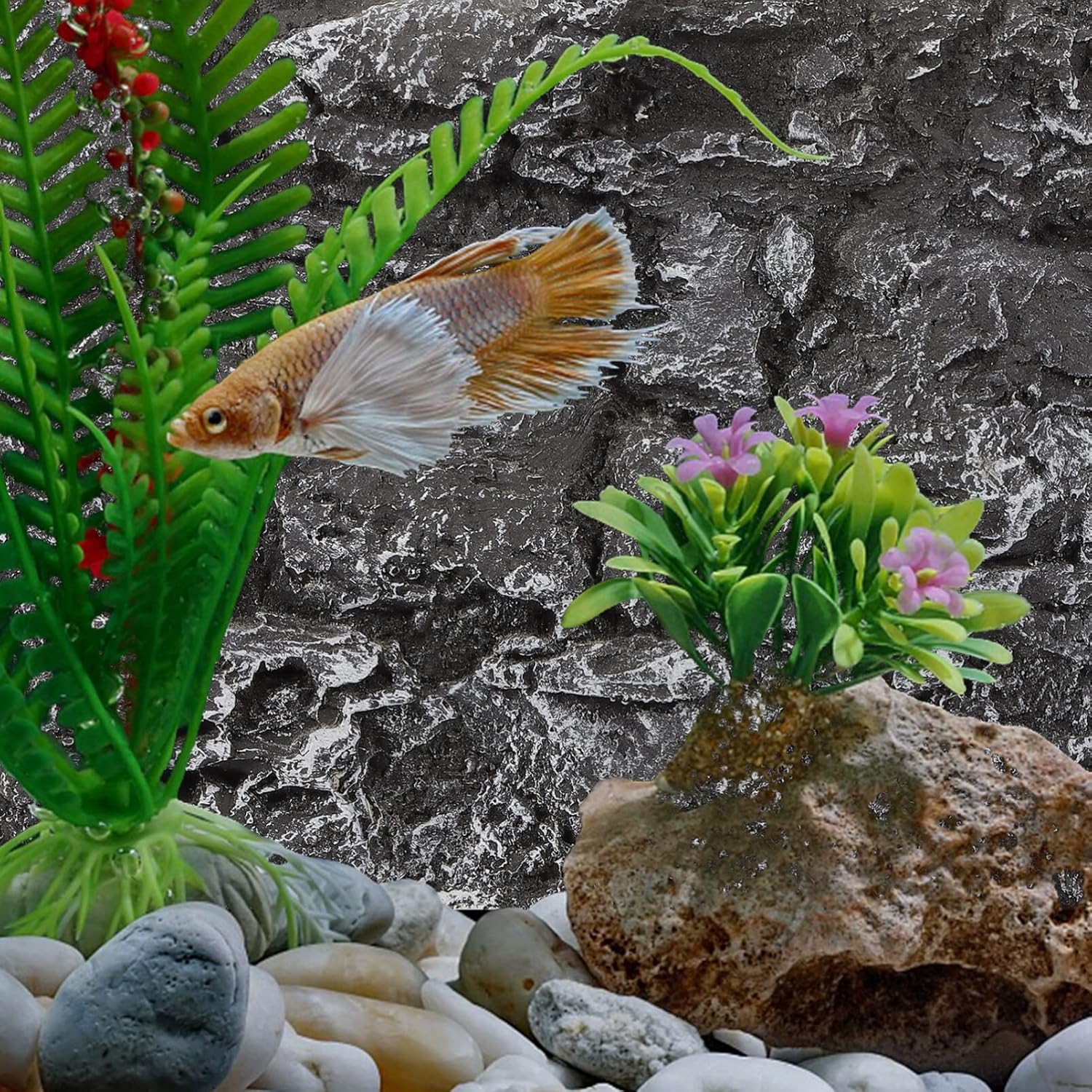 Rock Terrarium Background 3D Reptile Habitat Backgrounds, Decorative Backdrop for Tanks Bearded Dragons Lizard Gecko Spider Chameleon Turtle Fish