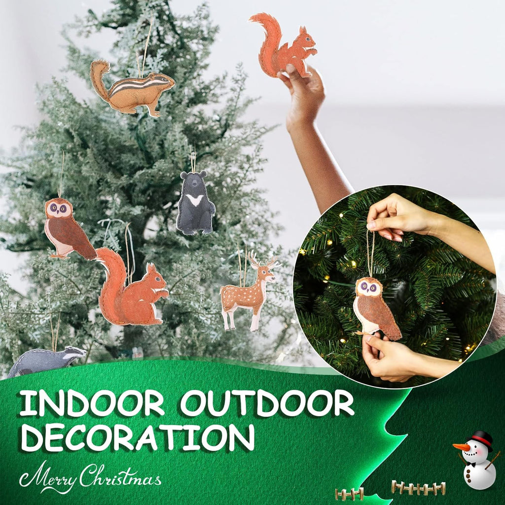 15 Pieces Christmas Felt Woodland Animal Ornaments Forest Animal Hanging Ornaments Felt Woodland Decor for Christmas Tree Home Decorations Gift Winter Birthday Party Supplies