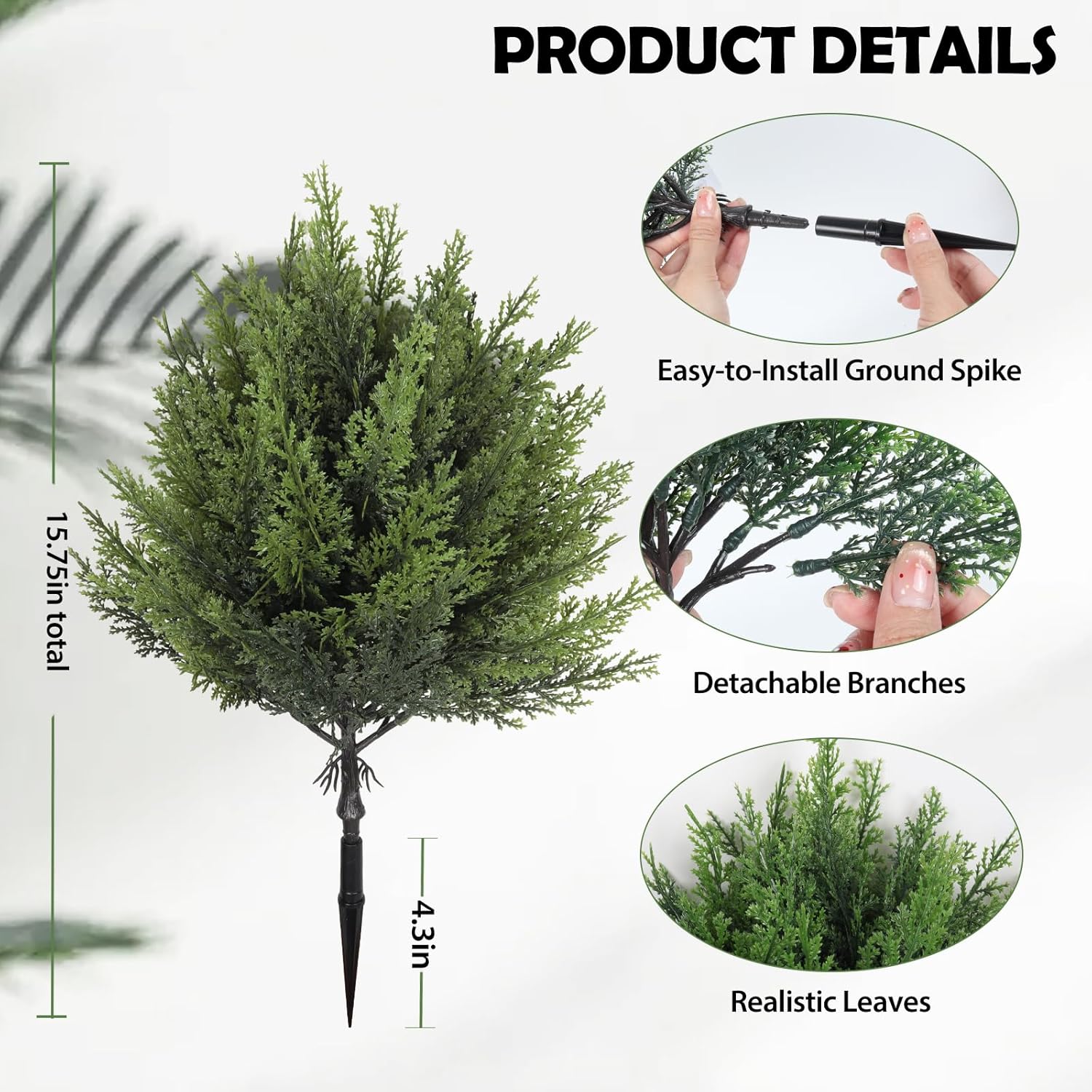 RECUTMS Artificial Cedar Topiary Ball Artificial Cypress Faux Shrubs with Planting Stake Faux Christmas Trees Fake Christmas Plants Outdoor Plants for Indoor Outdoor Front Porch Decoration(Mix Green)