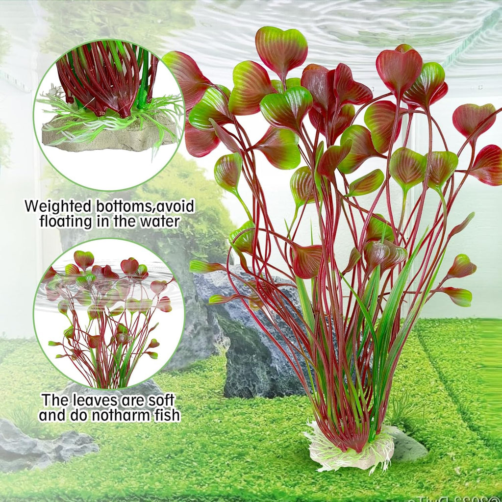 Hamiledyi Artificial Aquarium Plants Fish Tank Decorations, Soft Plastic Green Water Grass for Fish Habitat, Realistic Underwater Décor, Safe for Fish, 2-Pack