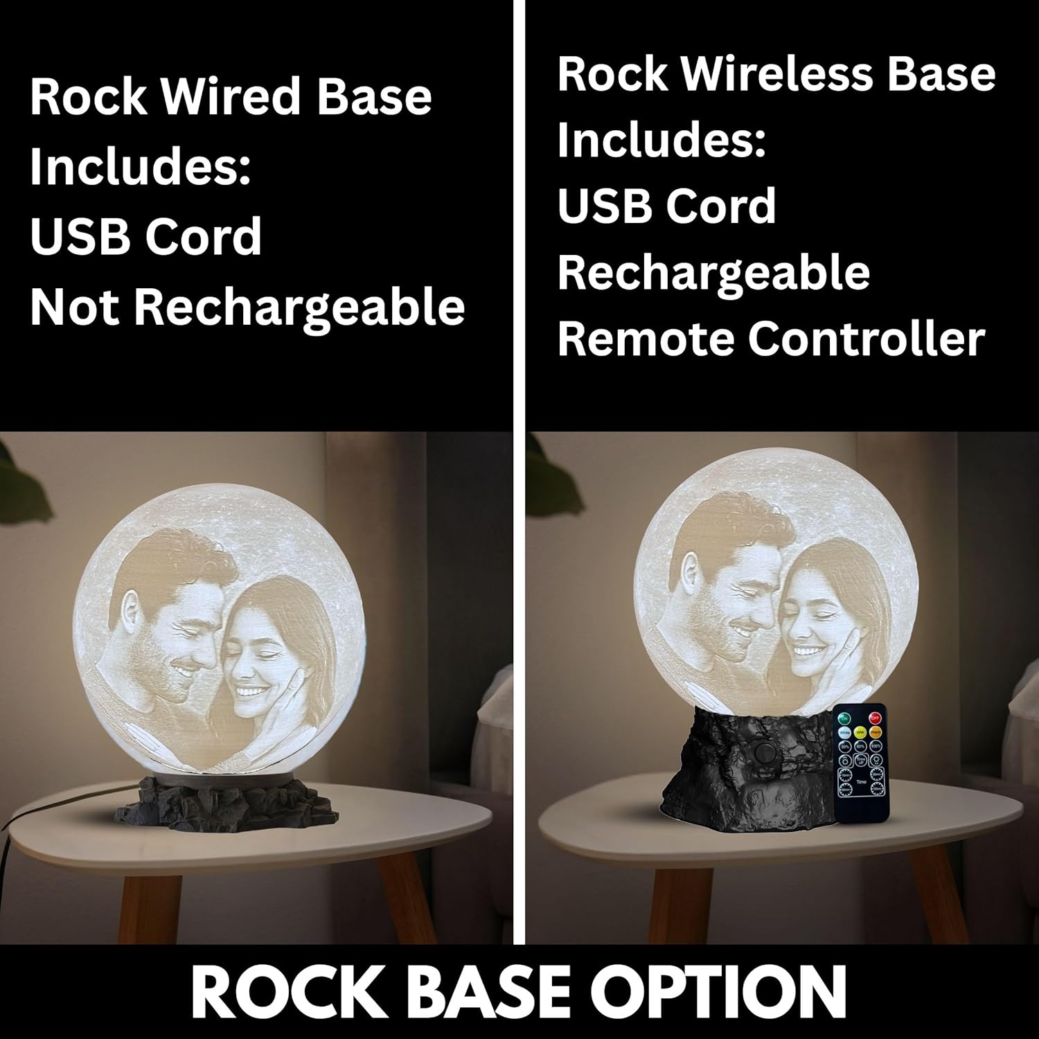 Personalized Couple Moon Lamp with Custom Photo & Text - 3D Printed Love Night Light - Custom Moon Lamp - Unique Gifts for Boyfriend, Girlfriend, Sisters, Bestfriend, Valentines Day, Birthday