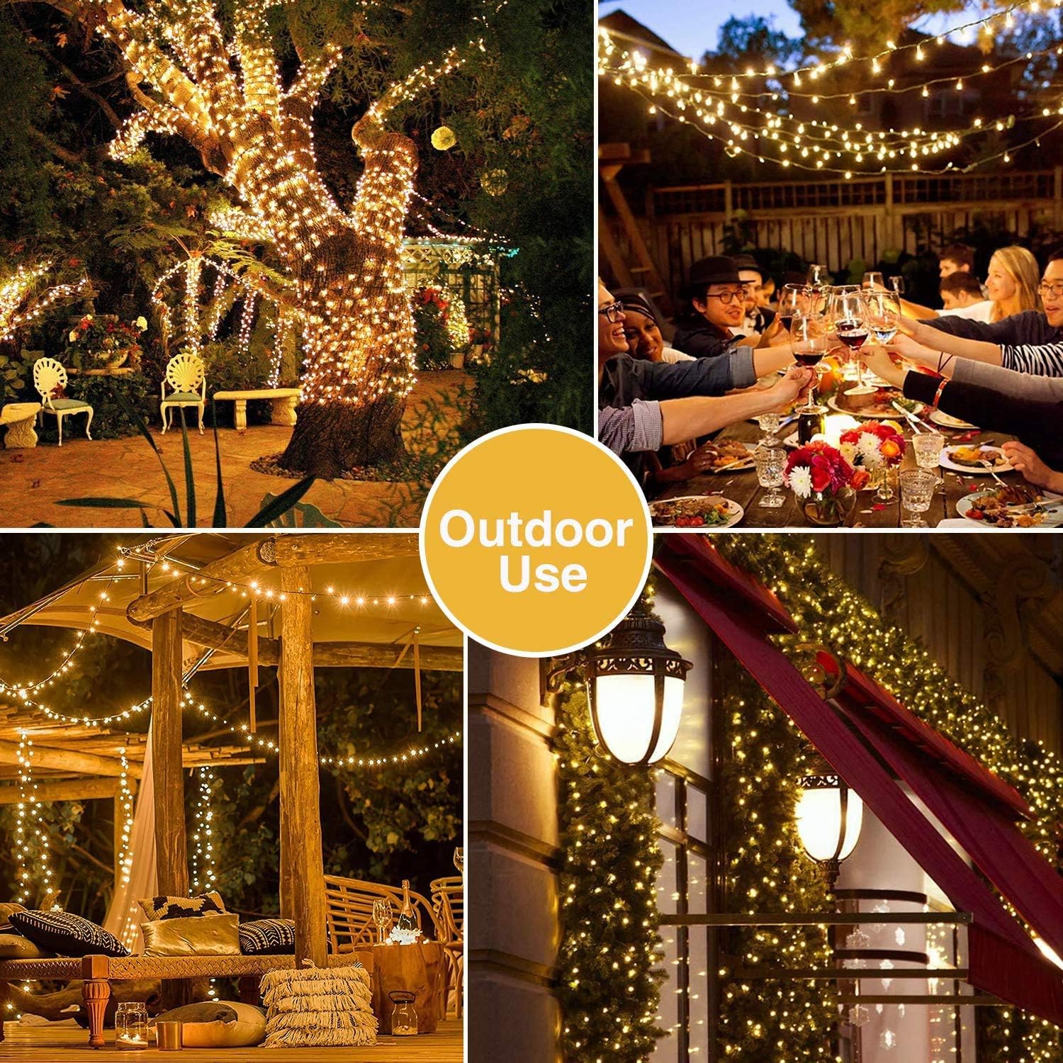 JMEXSUSS 300 LED Warm White Christmas Lights Outdoor Waterproof, 8 Modes Green Wire Christmas Tree Lights Plug in, Twinkle Fairy String Lights for Indoor Xmas Wedding Party Garden