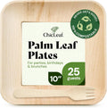 Chic Leaf Palm Leaf Plates Disposable Inch Square Pack Compostable Biodegradable & Eco Friendly Plates, Christmas Dinner Meal, Holiday Turkey - Microwave Safe Disposable (10'' - 25 Pack)