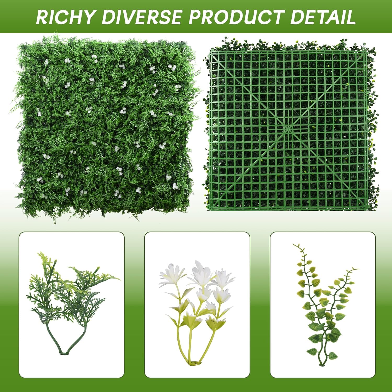 Artificial Hedge Grass Wall 20"x20"(6pcs), UV-Anti Green Wall Decor Backdrop, Fake Greenery Plant Wall Boxwood Panels for Privacy Fence Screen Outdoor Indoor Wedding Garden Backyard