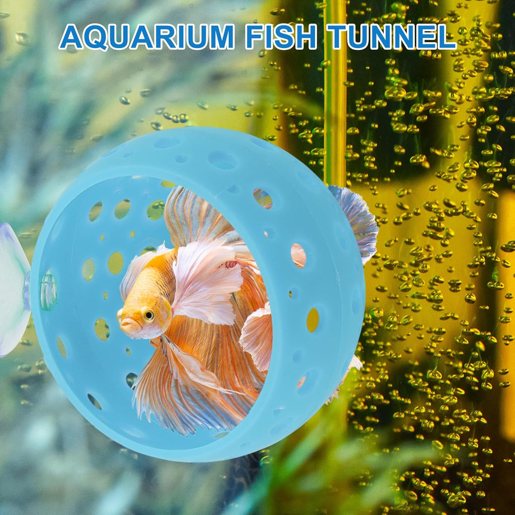 Betta Hideout Tunnel, Interactive Aquarium Decor, Aquarium Tunnel for Betta, Exciting Hiding Spot, Blue