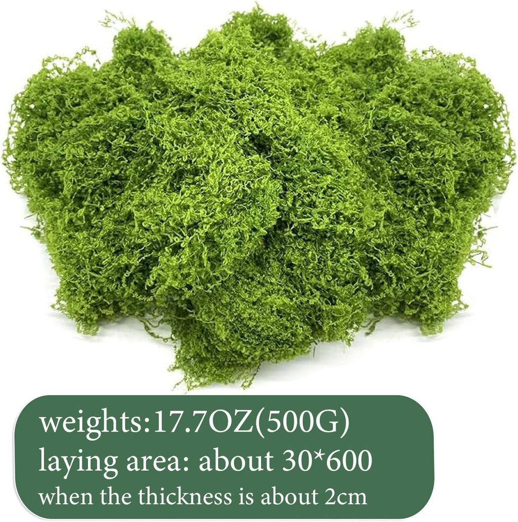 Fake Green Moss for Crafts.17.6OZ Decor Artificial Faux Moss for Potted Plants Indoor. Moss Preserved for DIY Decorative, Table, Centerpieces Decor, Fairy, Garden, Floral, Wedding
