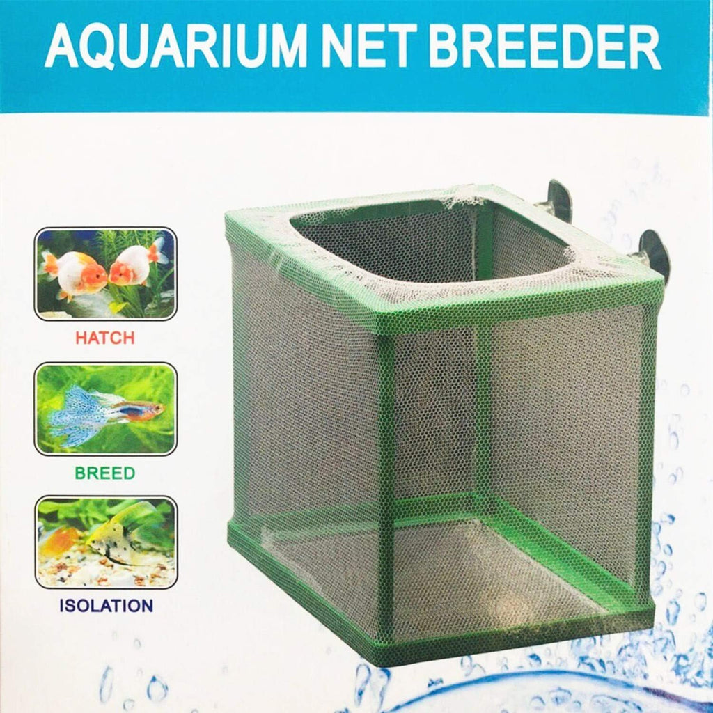 COMOK Fish Hatchery Breeder Box Aquarium Separation Net Nylon Incubator Mesh Fish Breeding Tanks Isolation Box Green Square