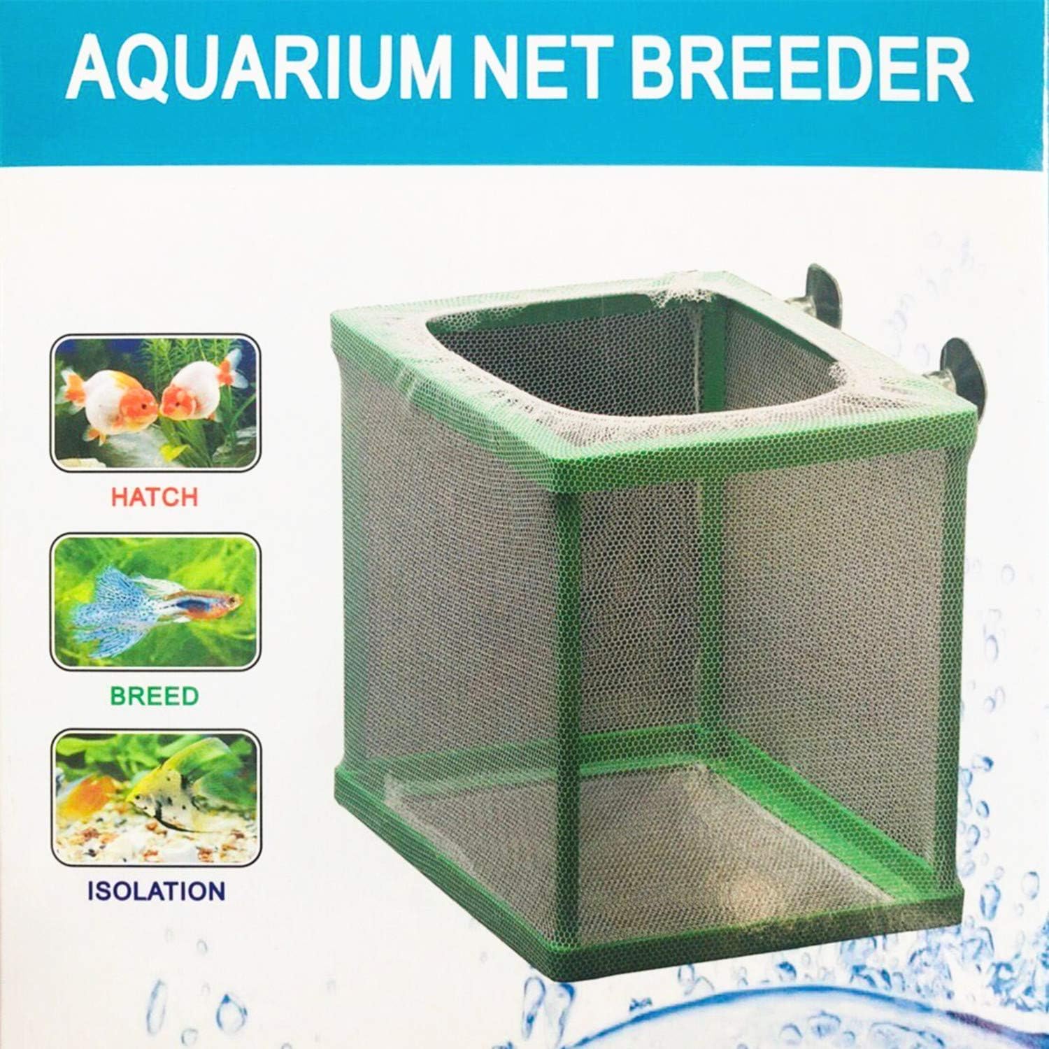 COMOK Fish Hatchery Breeder Box Aquarium Separation Net Nylon Incubator Mesh Fish Breeding Tanks Isolation Box Green Square
