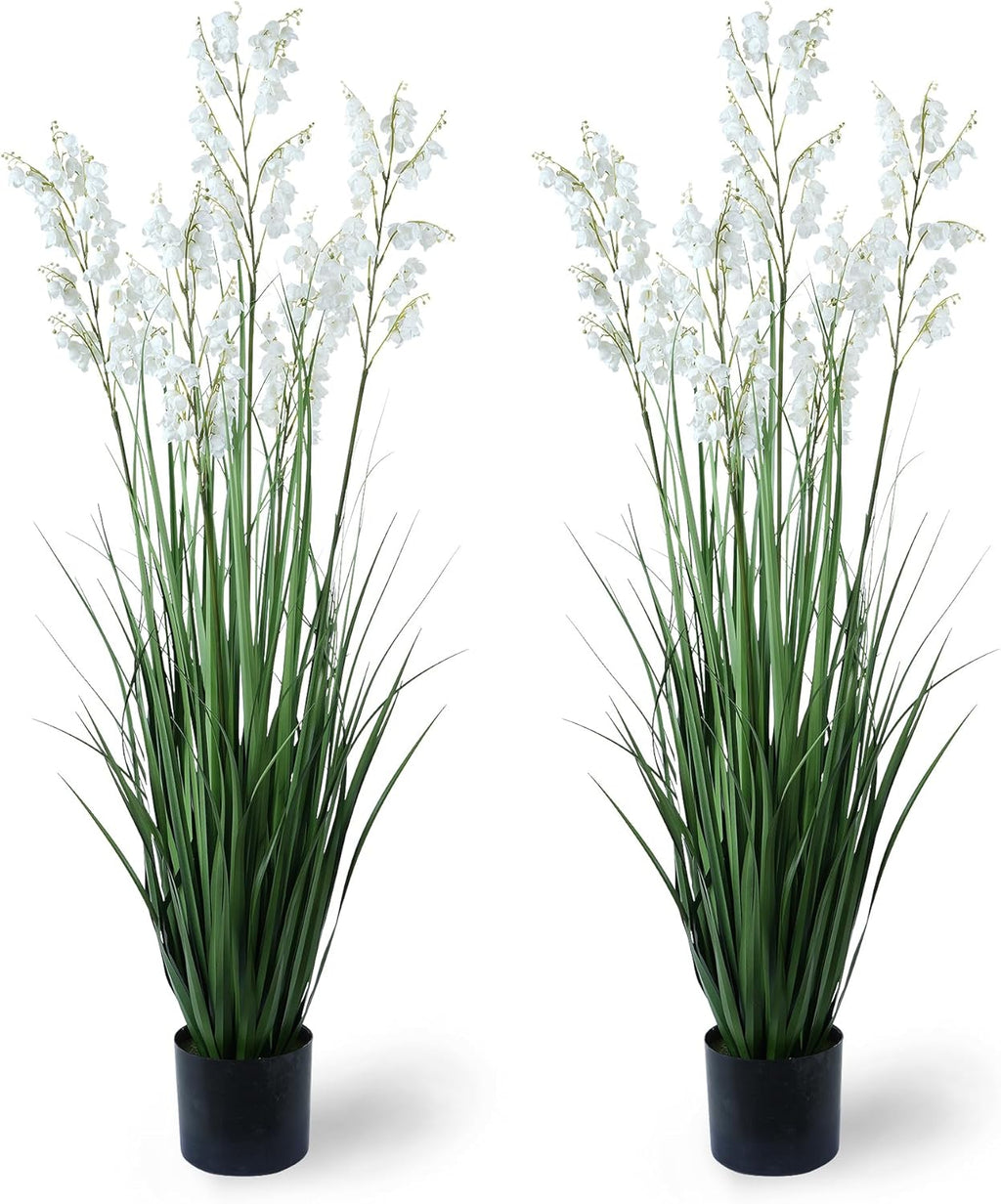 Green Onions Home Decor Fake Plants Lily of The Valley Snake Plant Home DéCor Accents Artificial Grass Room Decor Artificial Plants Indoor Artificial Grass 47“ （2PCS ） White