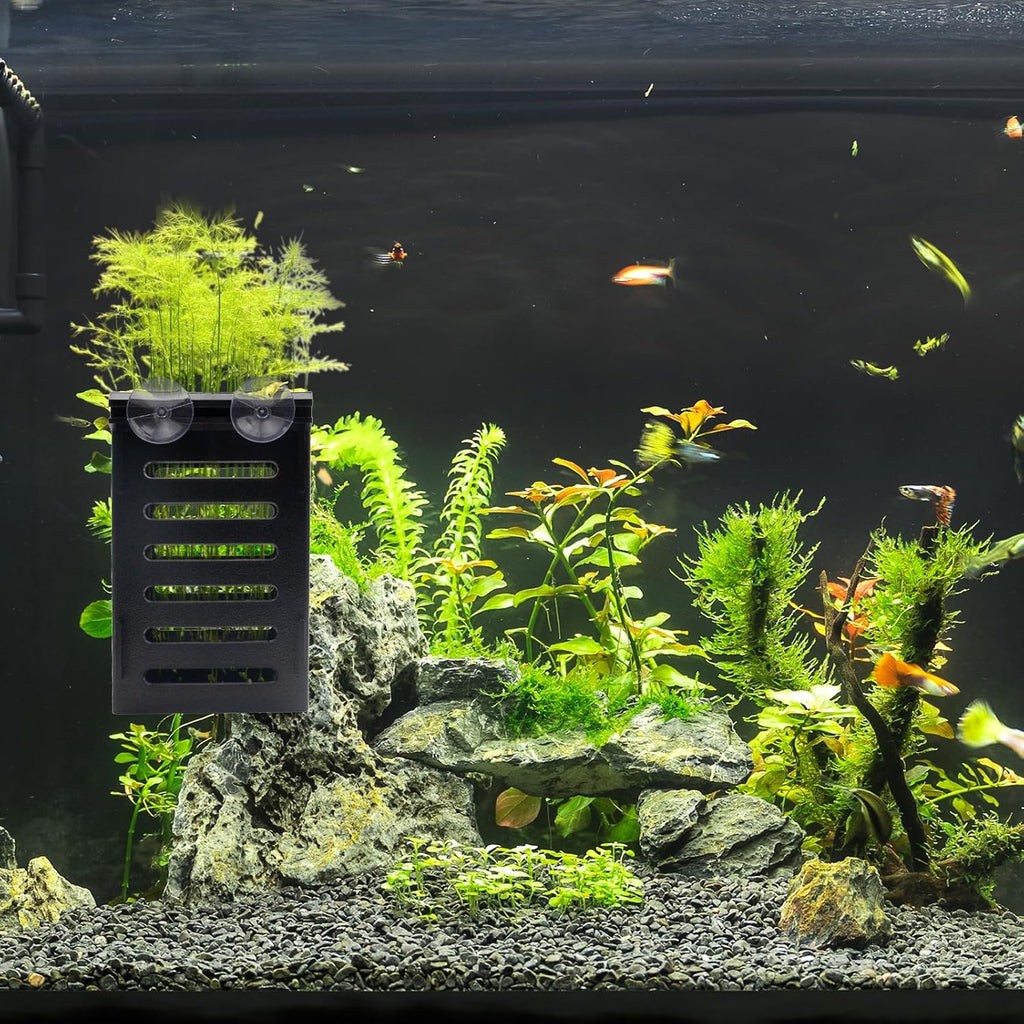 Aquarium Plant Holder Set, 8 Plastic Pots with 48 Hooks and 32 Suction Cups, for Live Plants and Fish Tank Decorations