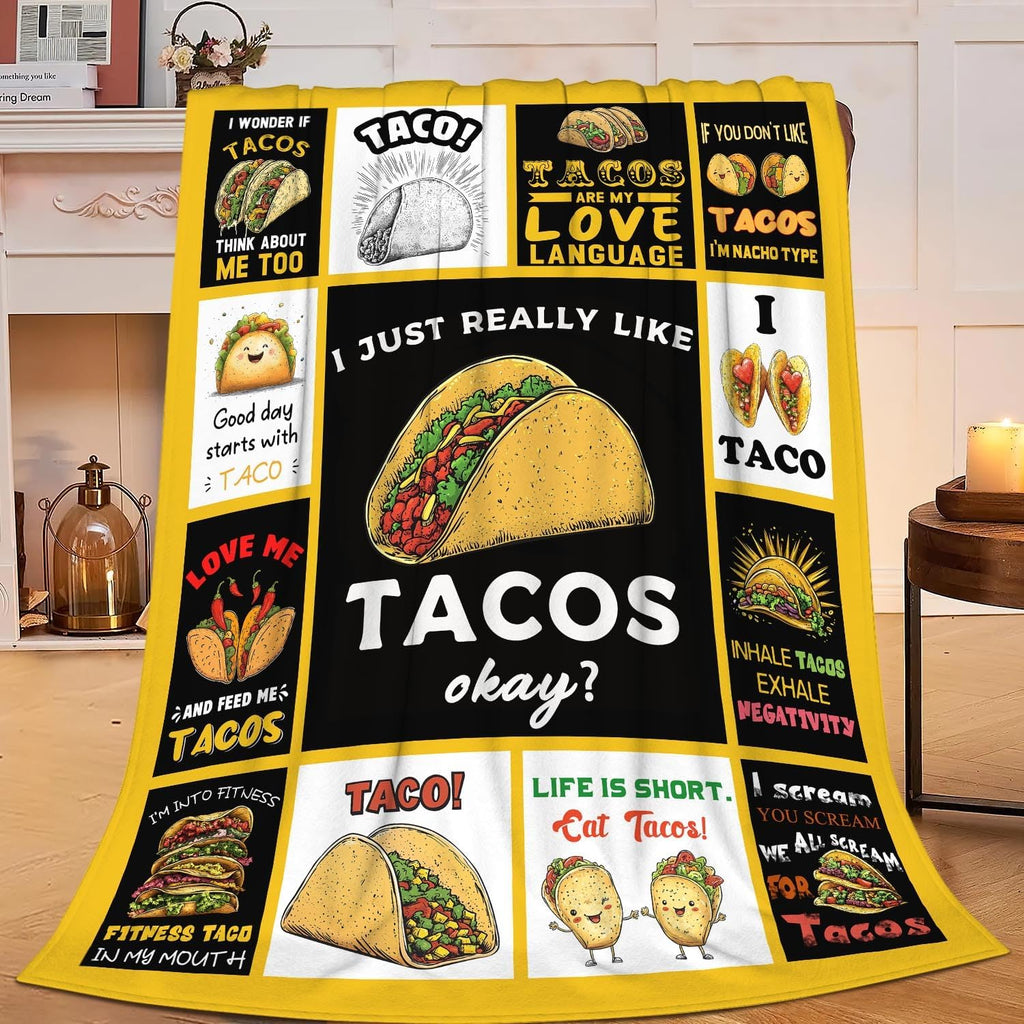 Taco Blanket Food Burrito Throw Blanket Gifts for Taco Lovers Girls Women Kids Boys Adults Men Super Soft Cozy Plush Fluffy Fuzzy Fleece Blanket Home Decor 60''X80''
