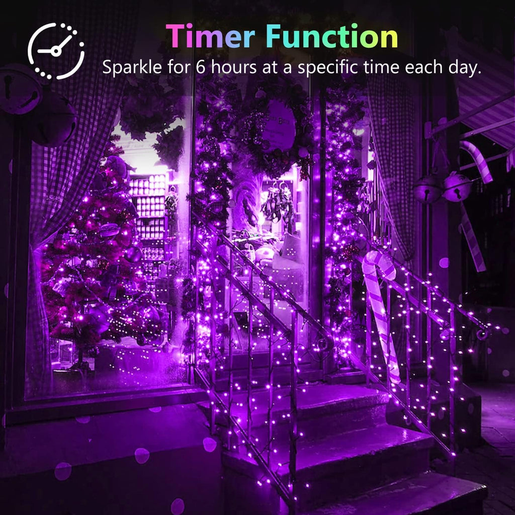 2 Pack 100LED Christmas Battery Operated Fairy Lights with Remote, 8 Modes String Lights with Timer, Dimmable, Memory Function, Waterproof Twinkle Lights for Outdoor Indoor Christmas Decor(Purple)