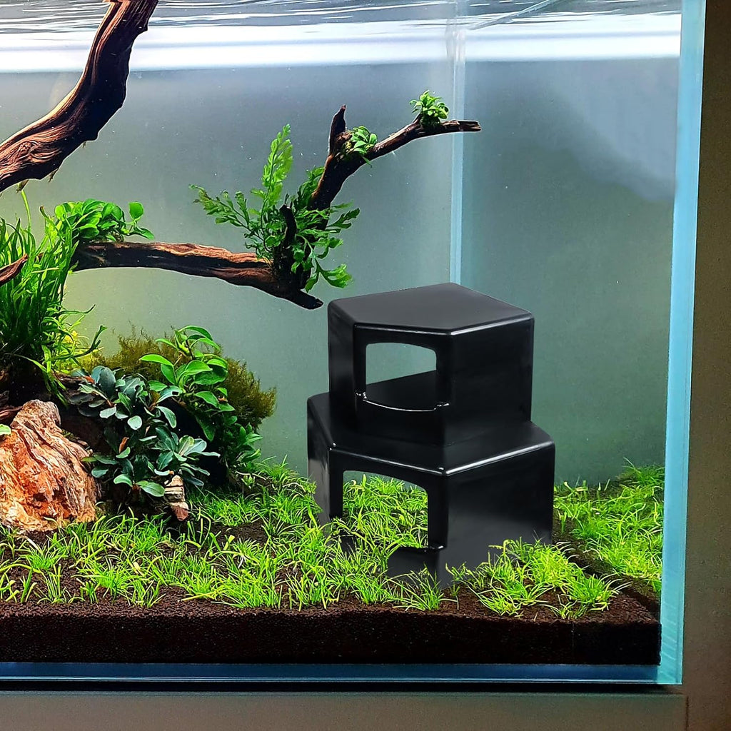 Aquarium Corner Cave Hide Axolotl Cichlid Cave Fish Tank Accessories, Corner Fish Aquarium Cave Hide with Viewing Window, Terrarium/Aquarium Underground Natural Cave