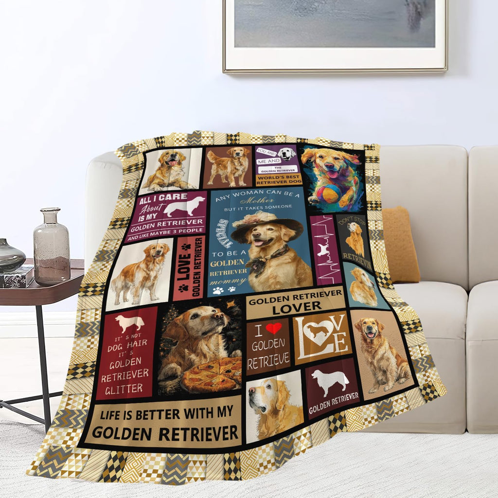 Golden Retriever Throw Blanket Golden Retriever Puppy Stuff Gifts for Dog Lover Kids Girls Boys Adults Women Men Soft Cozy Warm Plush Fluffy Fuzzy Fleece Blanket Decor 40''X50''