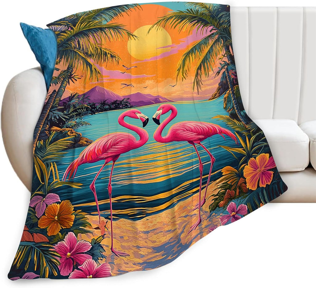 Flamingo Blanket Tropical Animal Floral Throw Blankets Gifts for Girls Boys Kids Flamingo Lover Soft Cozy Fleece Plush for Couch Sofa Bed 50"x40"