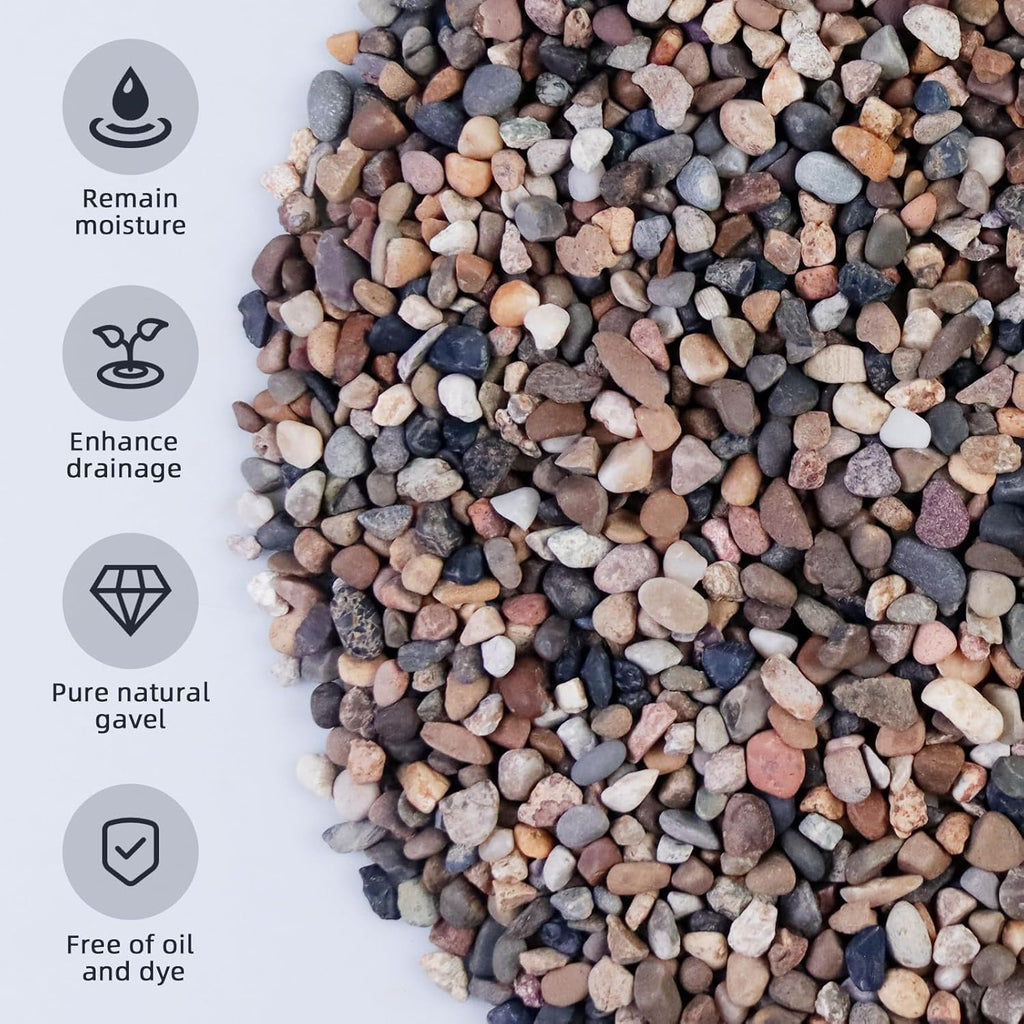 5lb Mixed Color Silica Gravel Pebbles, 1/5 inch Decorative Stones for Succulents, Pebbles for Vases,Plants Rocks, Aquarium Sand, Top Dressing, Outdoor Decorative Rocks