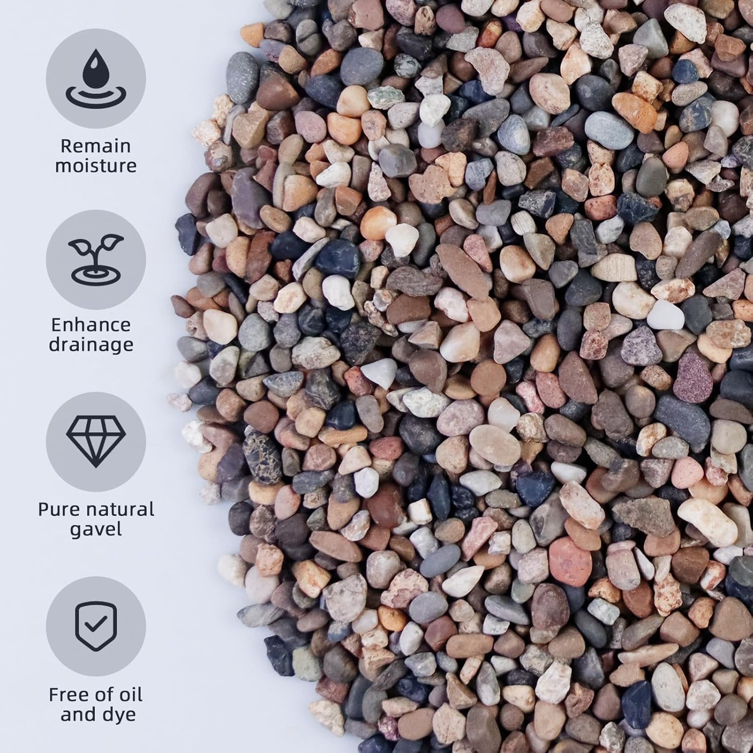5lb Mixed Color Silica Gravel Pebbles, 1/5 inch Decorative Stones for Succulents, Pebbles for Vases,Plants Rocks, Aquarium Sand, Top Dressing, Outdoor Decorative Rocks