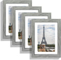 7x10 Picture Frame Set of 4, Made of Real Glass and Grey Frame - Display Picture 5.5x8.5 with Mat or 7x10 Without Mat, 7 by 10 Photo for Wall or Tabletop