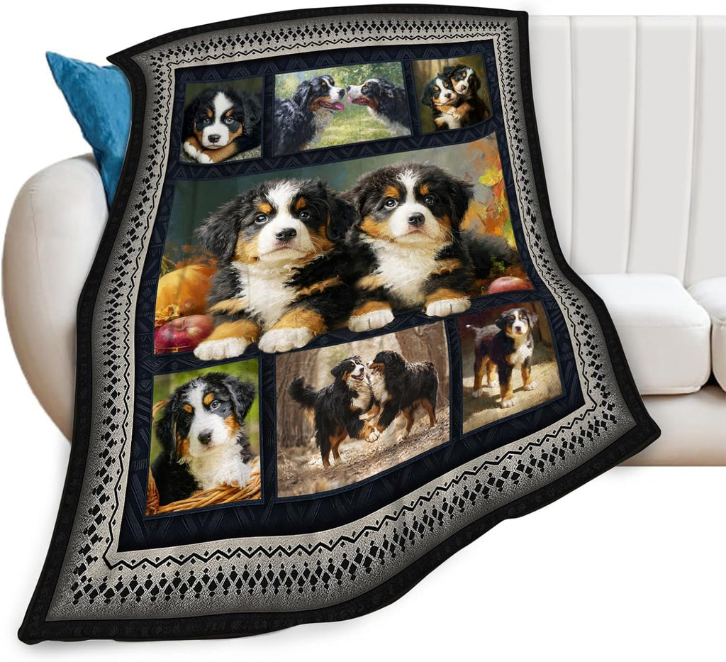 Bernese Mountain Dog Blanket Cute Dogs Animal Throw Blankets Gifts for Girls Boys Kids Dog Lover Soft Cozy Fleece Plush for Couch Sofa Bed 50"x40"