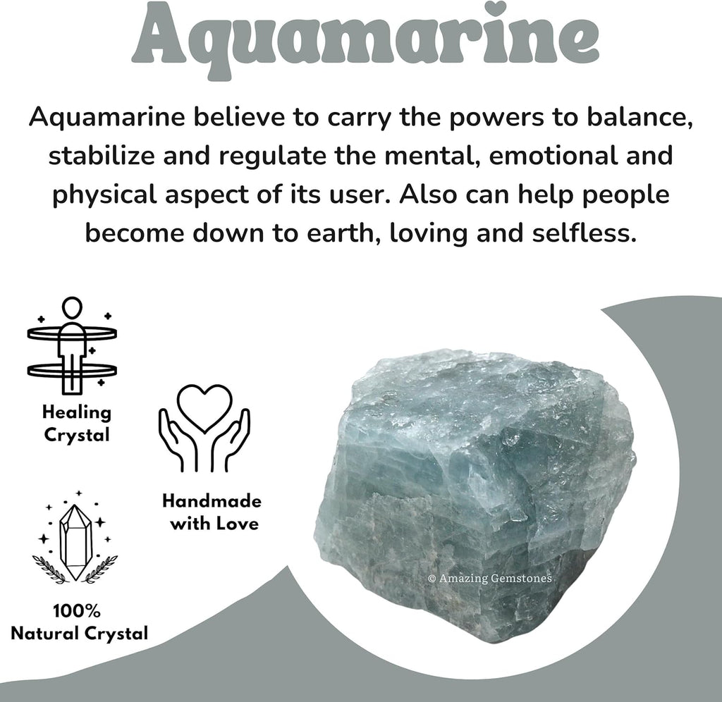 Amazing Gemstone Aquamarine Raw Crystals and Healing Stones, Natural Rocks for Tumbling and DIY Raw Stones and Crystals (1 lb)