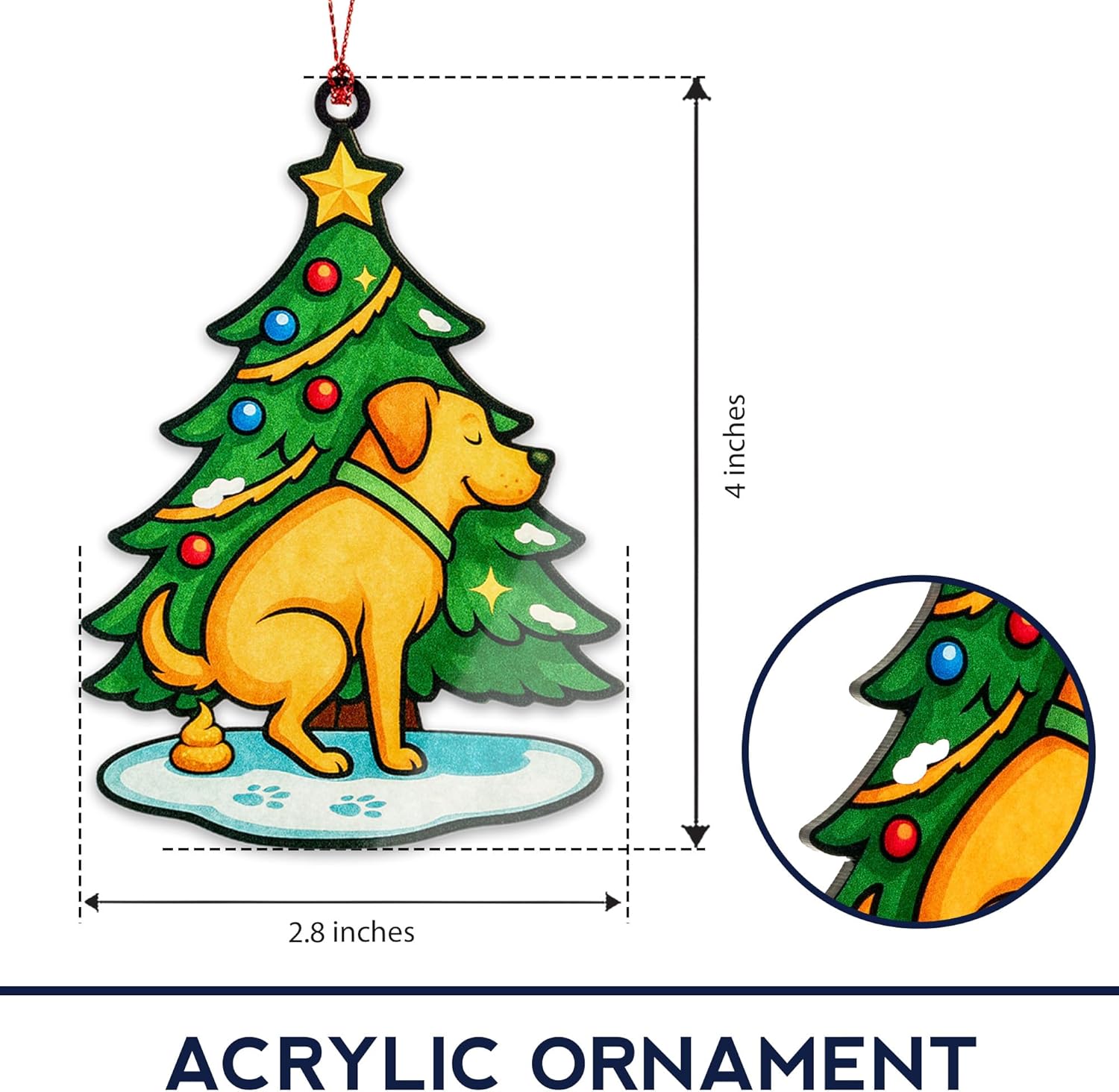 Funny Dog Christmas Ornaments, Funny Gag Gifts, Raunchy,Hilarious, Unique Ornaments, Suncatcher Effect Stained Glass Window Hanging, car Hanging Accessories 491 Labradorgag2