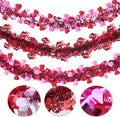 Meag-L 3 Pcs Valentine Garland Tree Decorations Valentine's Day Decors Heart Metallic Tinsel Garlands 29.5Ft Total for Mantle Birthday Anniversary Wreath Indoor Supplies Wedding Party (Red Pink White)