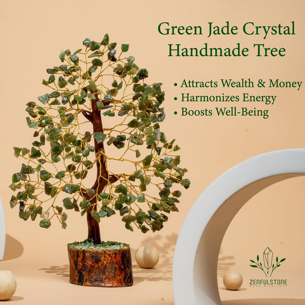 Green Jade Crystal Tree of Life for Luck & Prosperity Decor for Home and Office | Handmade Bonsai for Wealth & Balance and Good Fortune | Perfect Well-Being Gift for Loved Ones