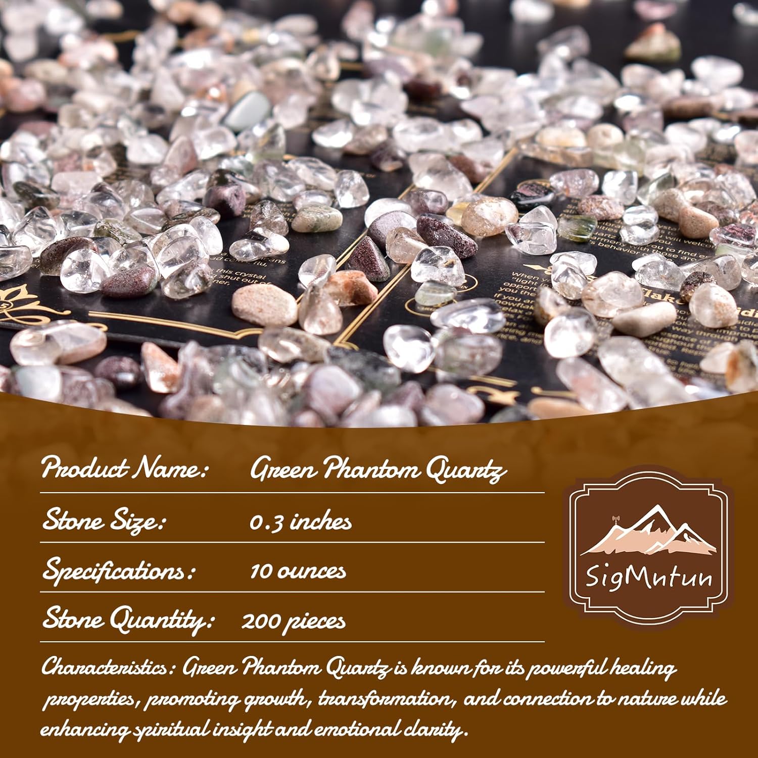 Polished Green Phantom Quartz Crystal Chips 200 Pcs - 0.3" 10 oz Tumbled Stone Chips Crushed Sea Glass Stones Healing Reiki Crystal Making Home Decoration