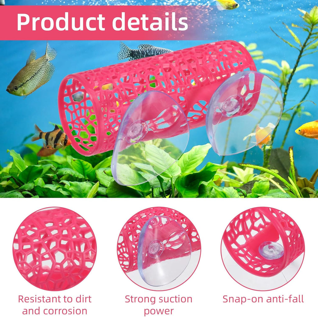 Rose Red Betta Fish Toys Hammock and Betta Tunnel, Safe Aquarium Decor for Small Fish & Shrimp, Bettas Tank Accessories with Suction Cups, Perfect Hideout and Play Area for Bettas