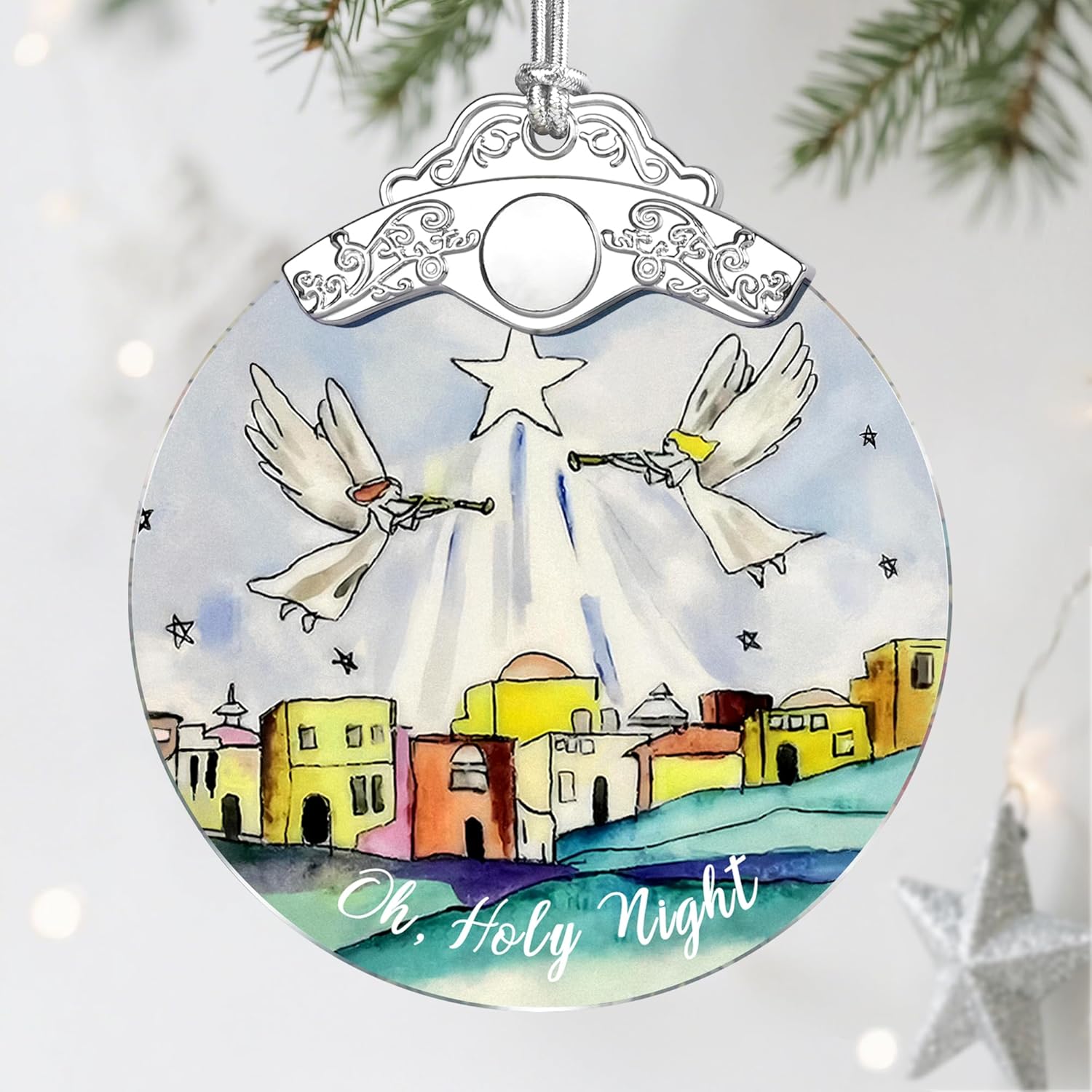 Stained Glass Religious Ornament, Bethlehem Christmas Ornaments, Christmas Decorations for Tree, Holiday Ornament, Religious Gifts, Holiday Party Gifts, Gift Ideas & Xmas Gift
