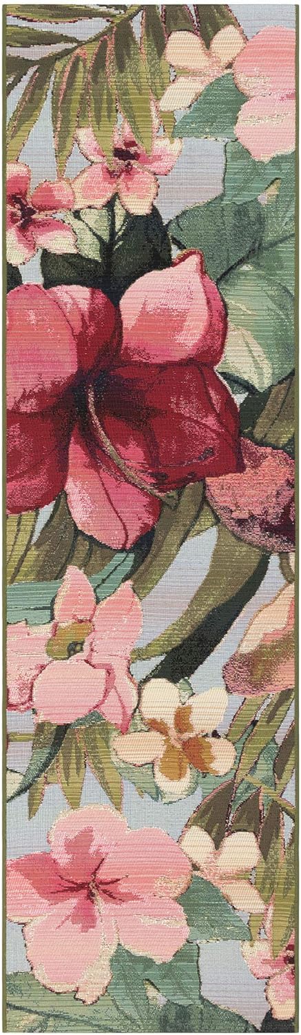 Liora Manne Marina Low Profile Durable Indoor/Outdoor Woven Rug- Tropical Floral Multi 1'11" x 7'6"