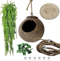 Crested Gecko Coconut Hide Natural Lizard Coco Hut Reptile Hanging Nest Flexible Vine Habitat Decoration Bearded Dragon Terrarium Accessories for Chameleon Tree Frog Snake Hermit Crab