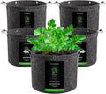 VIVOSUN 5-Pack 5 Gallon Grow Bags, 500G Thick Nonwoven Fabric Pots with Strap Handles, Multi-Purpose Rings, for Low Stress Plant Training Fruits, Vegetables, and Flowers