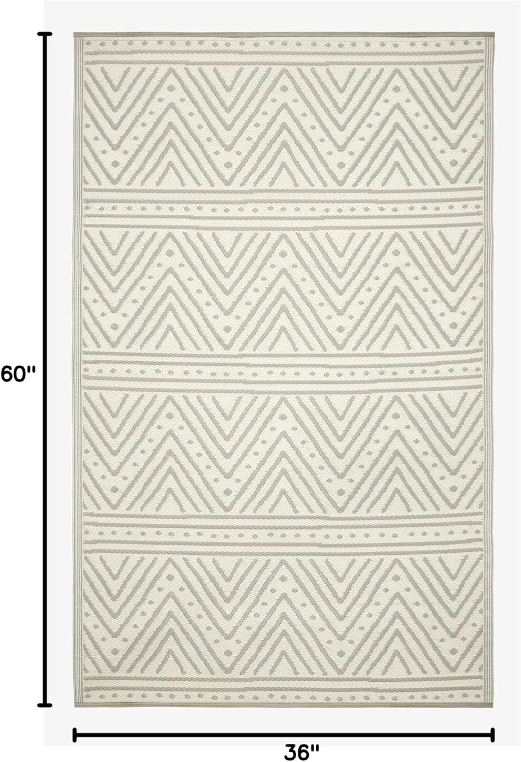 Fab Habitat Chevron Outdoor Rug - Waterproof, Fade Resistant, Crease-Free - Premium Recycled Plastic - Striped - Porch, Deck, Balcony, Mudroom, Laundry Room, Patio - Patan - Beige - 3 x 5 ft