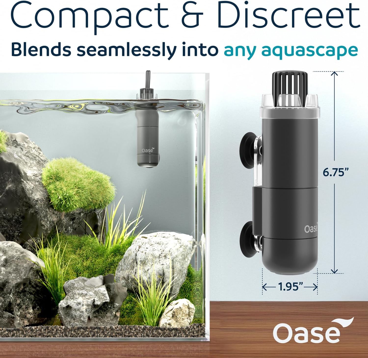 OASE CrystalSkim 600 Surface Skimmer for Freshwater and Marine Aquariums – Compact Internal Filter for Film Oil and Debris Removal, Quiet, Adjustable Flow, Shrimp-Safe, for Tanks up to 160 Gal / 600 L