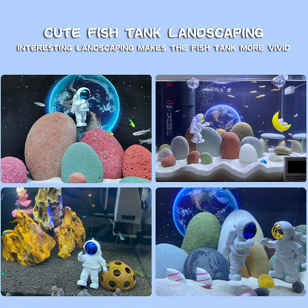 Floating Fish Tank Decorations, Aquarium Decorations Fish Tank Accessories, Suitable for All Kinds of Fish Tanks Scene Layout (2Pcs White Astronauts)