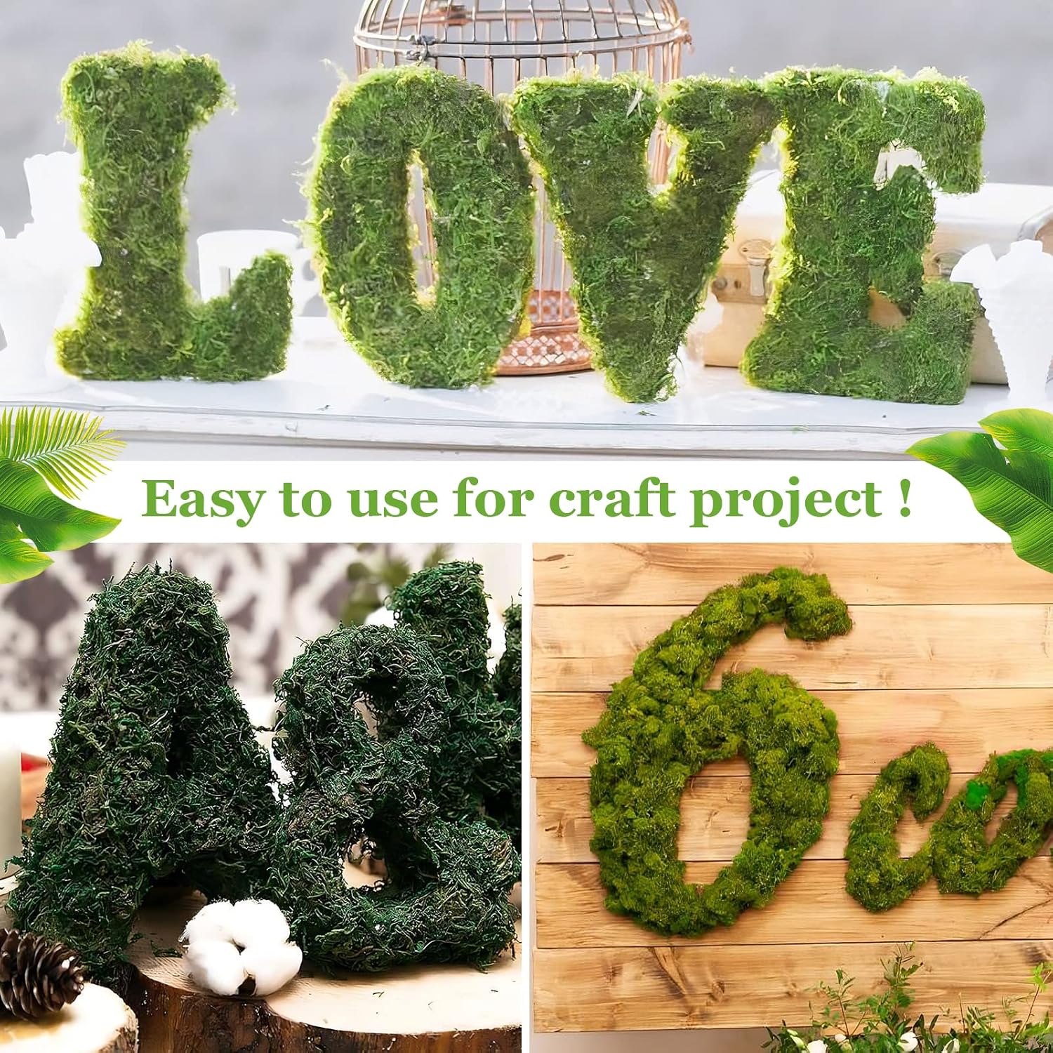 Riare 1.3LBS Artificial Fake Moss for Fake Plants Indoor- Premium Faux Craft Moss for Potted Plant, Fresh Green Moss Forest Moss for Hamsters Micro-Landscape Terrariums Centerpieces Decor