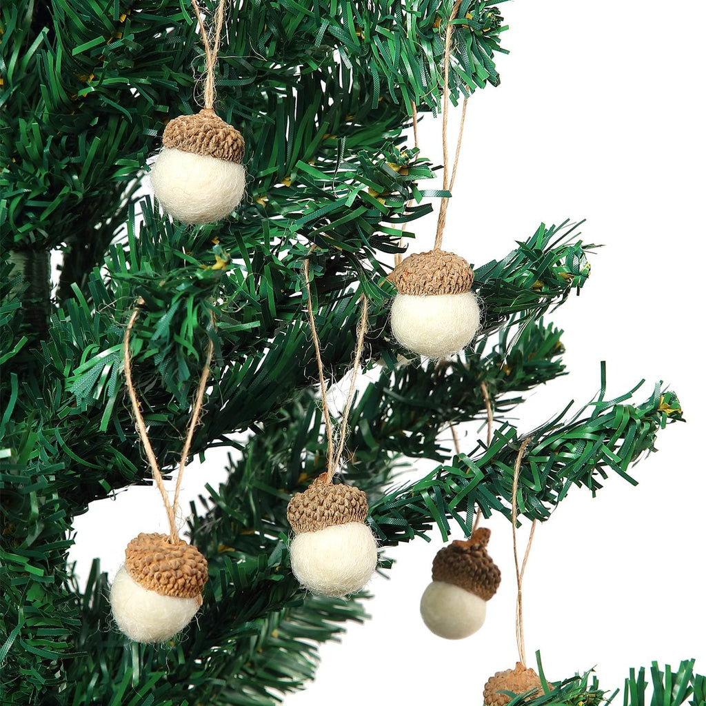 Boao 18 Pcs Felt Acorn Ornaments Christmas Wool Pom Acorn Ball Decor Hanging Pine Cone Garland with 32.8 ft Rope for Tree Fall Thanksgiving Woodland Farmhouse Mantel Wall Decor
