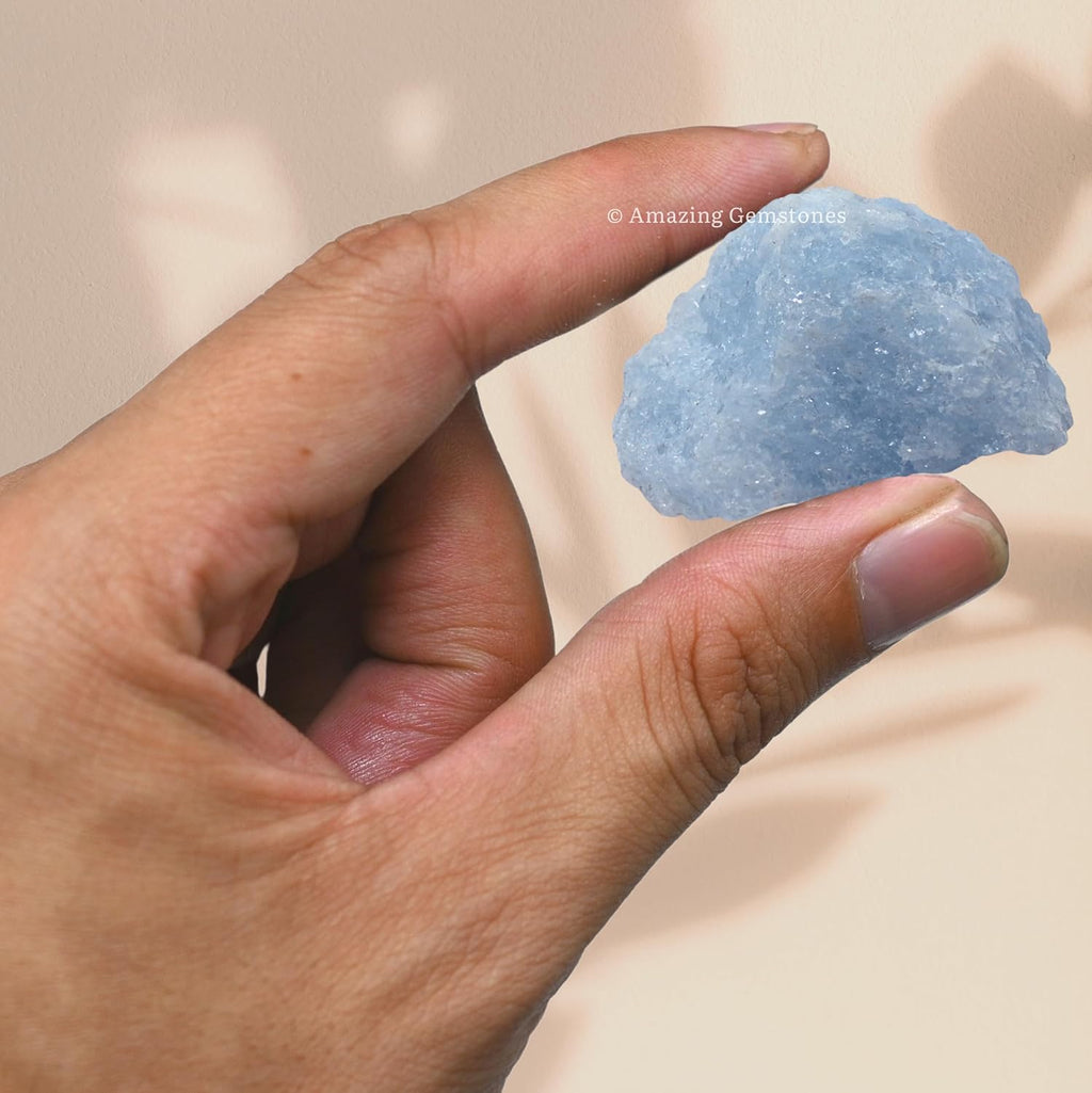Amazing Gemstone Blue Calcite Crystal for Sleep Raw Crystals and Healing Stones, Natural Rocks for Tumbling - DIY Raw Stones and Crystals, 2 Pieces