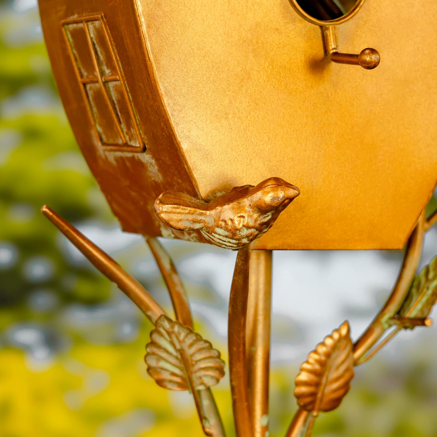 Copper Colored Fancy Design Birdhouse Garden Stakes (Curvy Acorn Shape)