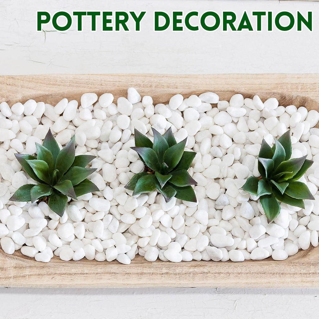 2.2 lb Natural Polished White Pebbles, 3/8 Inch Decorative White Rocks for Potted Plants Pot Filling Aquariums Outdoor Street Scape Decorative Rocks