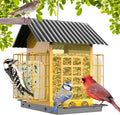 Bird Feeders for Outdoors Hanging, Metal Bird Feeder with Double Suet Cage Cake, Large Capacity, Birdfeeders Sturdy & Weatherproof, Easy to Clean & Refill, Great for Attracting Wild Birds
