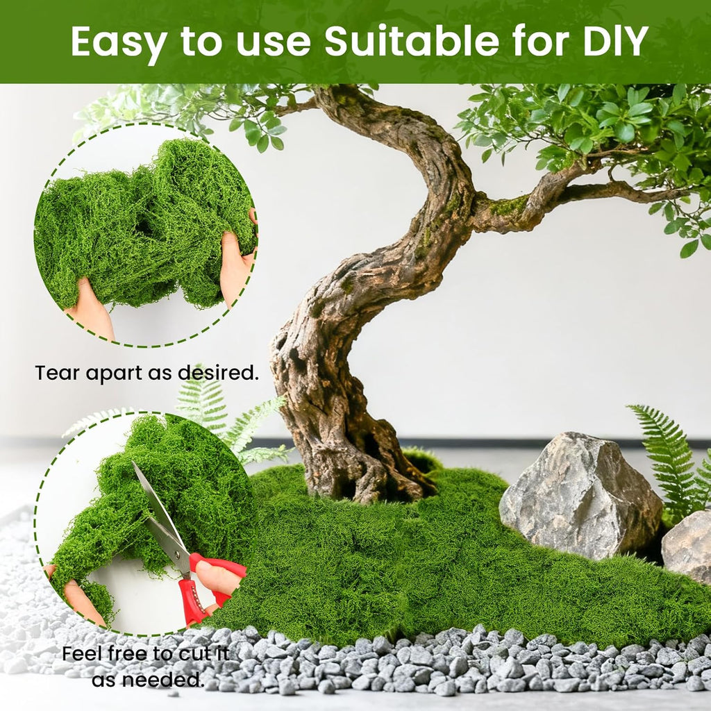 Artificial Moss 5.3oz – Fake Green Moss for Crafts, Potted Plants, Fairy Garden Decor, DIY Table Centerpieces, Wedding Party Decoration