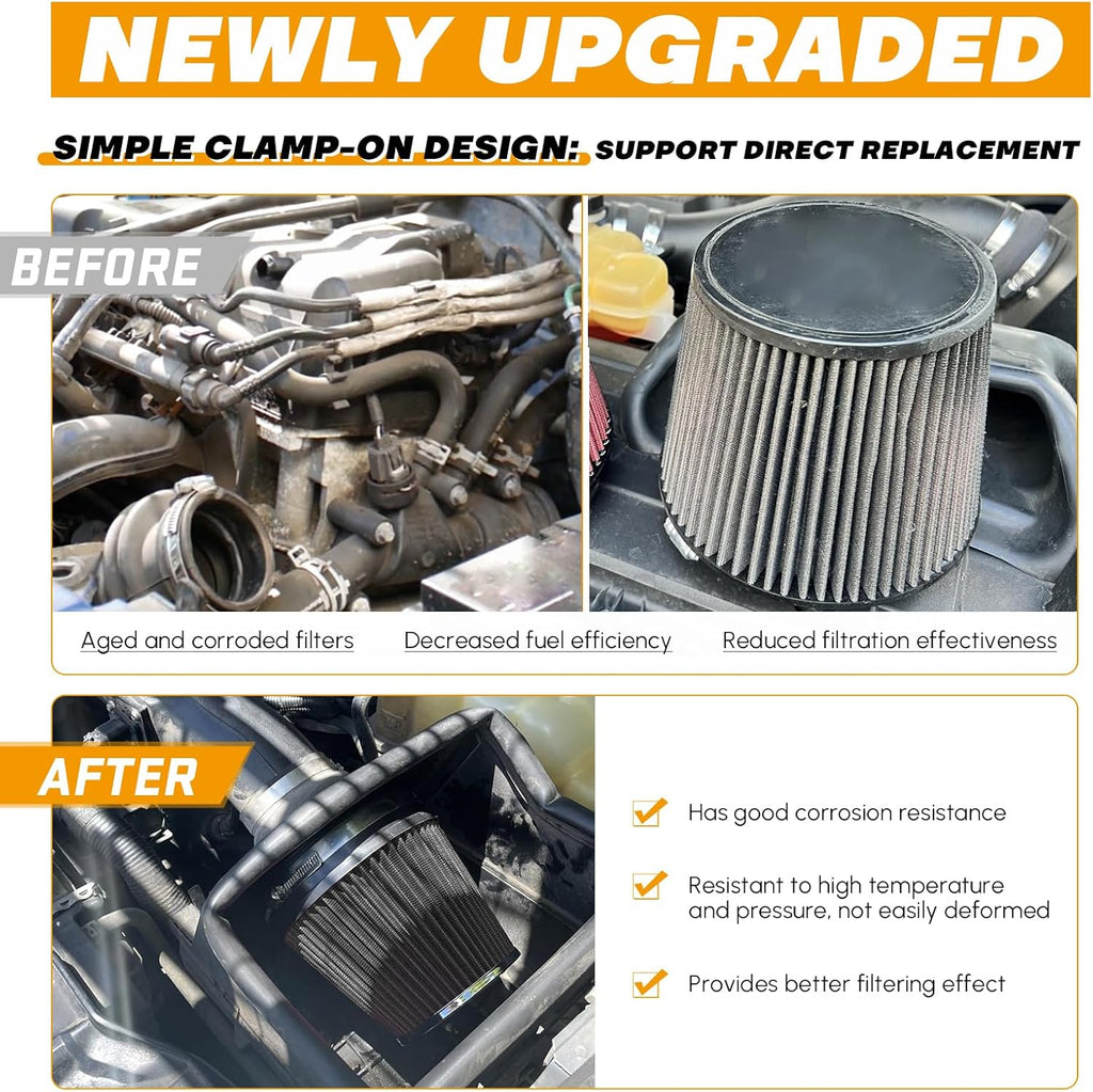 PTNHZ Universal Balck 2.5" 63mm High Flow Cold Air Intake Cone Air Filter Power Intake Air Inlet System Air Cleaner