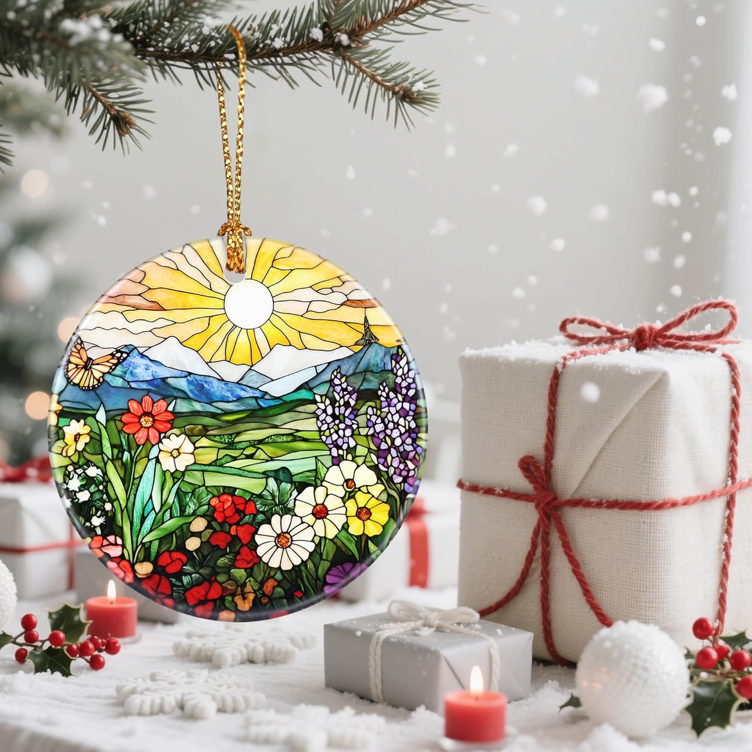 Mountain Wildflowers-Themed Christmas Tree Decorations, Christmas Ornaments, Keepsake Ornaments, Holiday Decor, Xmas Gifts, Gifts for Nature Lovers – Including Plant & Flower Lovers