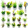Cayway Dollhouse Plant Miniature 20 PCS Mini Miniature Potted Plants Model Artificial Flowerpot Fake Succulent Doll House for Dollhouse Garden Decorations
