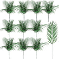 Jutom 100 Pcs 25 Inch Artificial Palm Leaves Decor Large Tropical Faux Plants Plastic Fronds Fake Palm Branches Tree Leaves for Sunday Tree Vase Jungle Beach Party Wedding Decoration