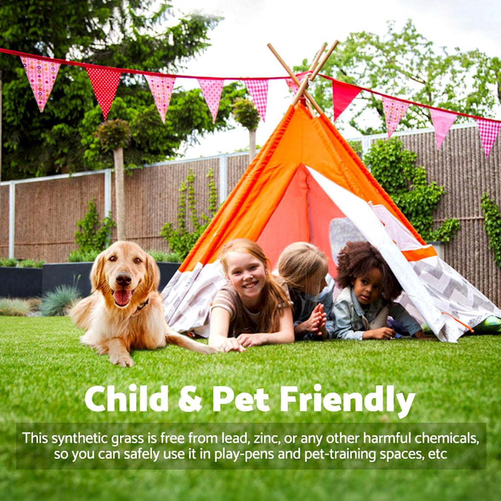 Artificial Grass Rug Outdoor Indoor 4FTX95FT Fake Grass Carpet Green Synthetic Grass Pet Turf Realistic Faux Grass Rug with Drain Holes for Garden Lawn Landscape Balcony Home Decor Patio