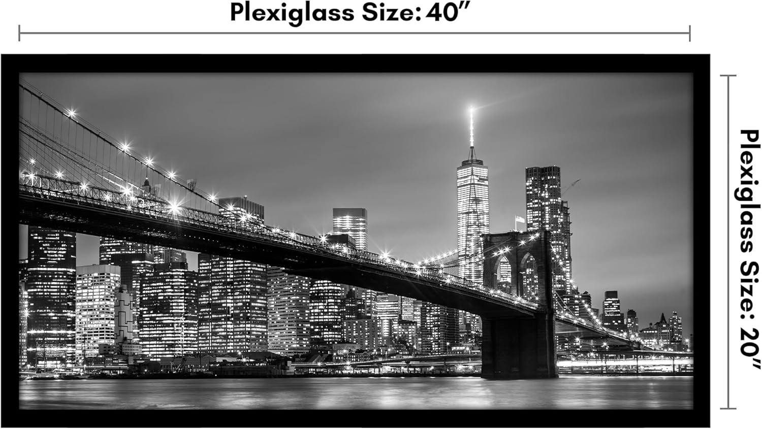 Americanflat 20x40 Picture Frame with Polished Plexiglass - Black Picture Frame - Wide Photo Frames Made of Engineered Wood for Vertical or Horizontal Wall Display - Epic Collection - Black