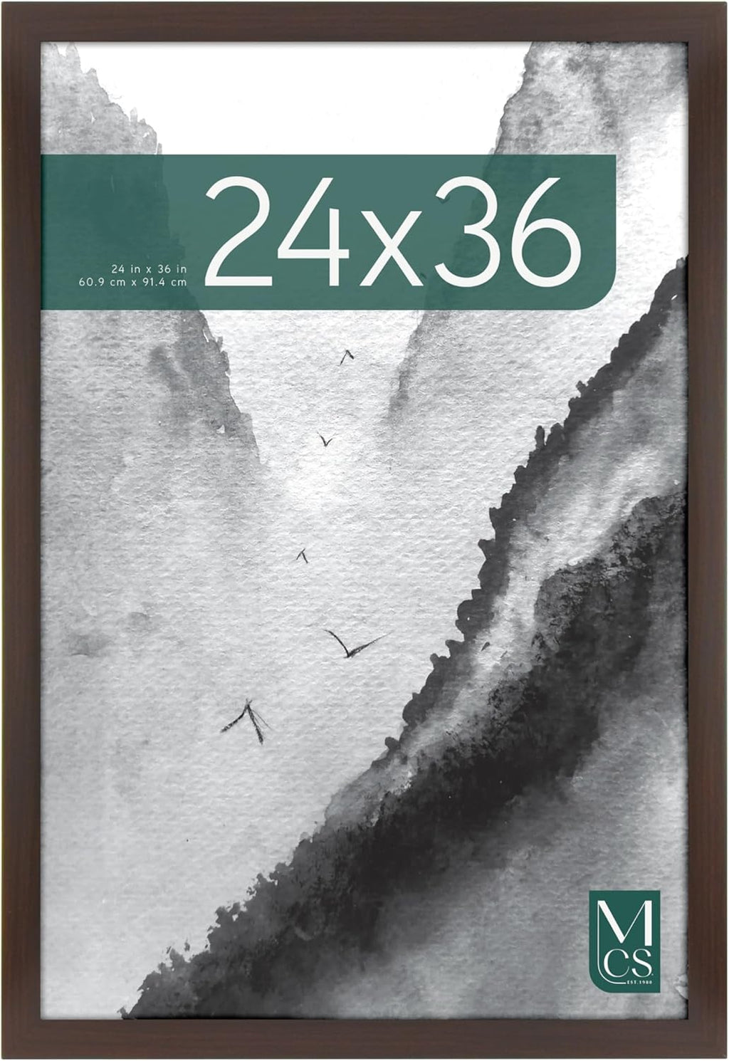 MCS Museum Poster Frame 24x36 Espresso Woodgrain, Vertical & Horizontal Wall Hanging Large Picture Frame for Photos, Posters & Art Prints (1-Pack)